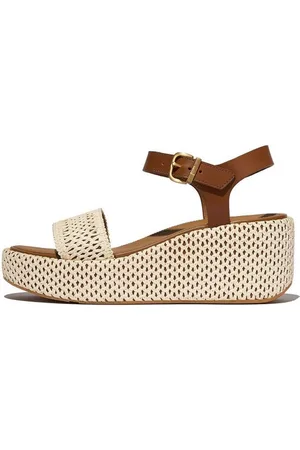 FitFlop PLATFFORMS WOVEN WEDGE ANKLE-STRAP SANDALS Sandalette Platino - Verkäufer: Shoedeal Jana Sievers e.K.