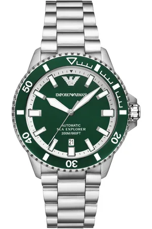 Emporio Armani Automatikuhr AR60080, Armbanduhr, Herrenuhr, Mechanische Uhr, Edelstahlarmband, analog, Tag
