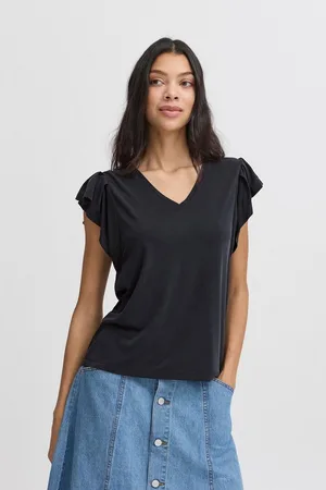 B YOUNG V-Shirt BYPERL RUFFLE Schönes Shirt mit Rüschenärmel - Verkäufer: meinemarkenmode