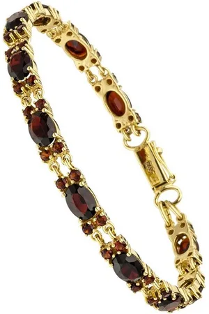 Jobo Goldarmband Armband mit Granat, 375 Gold 18 cm