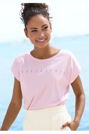 Venice Beach Kurzarmshirt mit Frontdruck, T-Shirt aus Baumwollmischung, Basic, casual