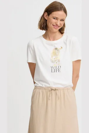 B YOUNG Rundhalsshirt BYSOBBE TIGER modisches T-Shirt mit Glanzaufdruck - Verkäufer: meinemarkenmode