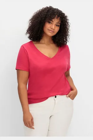Sheego T-Shirt Große Größen mit V-Ausschnitt