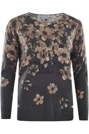 HAJO Rundhalspullover Damen Pullover mit Blütendruck - Verkäufer: Mode
