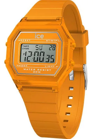 Ice-Watch Chronograph ICE digit retro - Clear - Small 022886, Armbanduhr, Quarzuhr, Damenuhr, Silikonarmband, Datum, digital