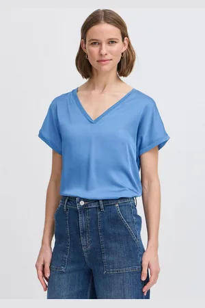 B YOUNG V-Shirt BYSELITA elegantes Shirt mit Glanzeffekt - Verkäufer: meinemarkenmode