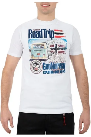 Geographical Norway T-Shirt Casual Kurzarm Shirt bajiami Men White M mit auffälligen Prints - Verkäufer: bans24
