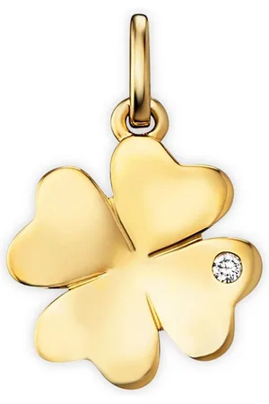 vivance collection Kettenanhänger 0.01 ct Diamant Brillant Kleeblatt Anhänger aus 585 Gelbgold, Damen Gold Schmuck Kleeblatt