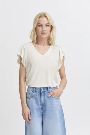 B YOUNG V-Shirt BYPERL RUFFLE Schönes Shirt mit Rüschenärmel - Verkäufer: meinemarkenmode