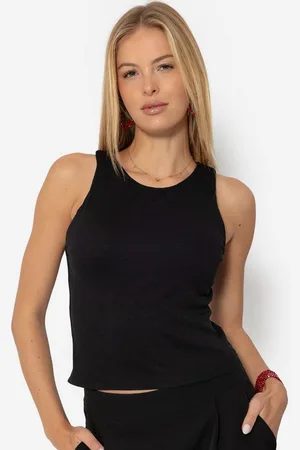 SASSYCLASSY T-Shirt Klassisches fein geripptes Top Damen mit Rundhals Tank Top in feiner Rippstruktur Doppellagig Elegant Beige Weiß - Verkäufer: