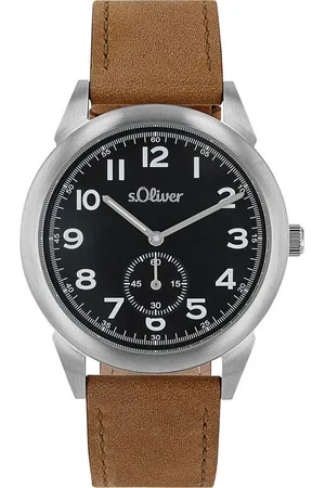 QS by s.Oliver Quarzuhr 2039514, Armbanduhr, Herrenuhr, Lederarmband, analog