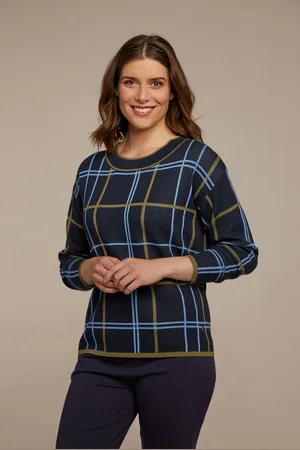 HAJO Rundhalspullover Damen Pullover mit Karomuster - Verkäufer: Mode