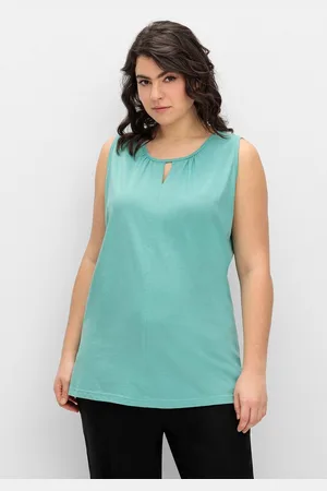 Sheego Tanktop Große Größen mit leichter Raffung und Cut-out am Ausschnitt