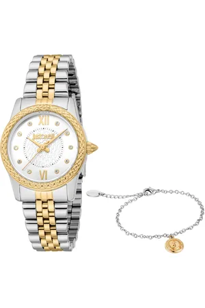 Roberto Cavalli Quarzuhr Animalier JC1L360M0075, (Set, 2-tlg., mit Schmuckarmband), Armbanduhr, Damenuhr, Edelstahlarmband, Ideal auch als Geschenk
