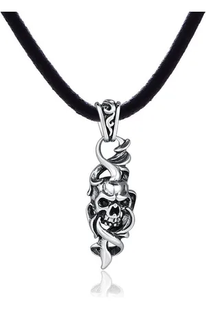 DonDon Kette mit Anhänger Lederkette Halskette 50 cm (1-tlg), Herren-Halskette mit Lederband, maskuline Anhänger, im Samtbeutel - Verkäufer: urban-styles
