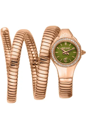 Roberto Cavalli Quarzuhr Signature Snake JC1L355M0045, Armbanduhr, Damenuhr, Edelstahlarmband, analog, Kristallsteine