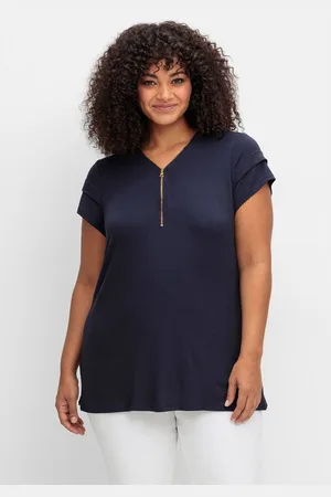 Joe Browns T-Shirt Große Größen mit Zipper am V-Ausschnitt