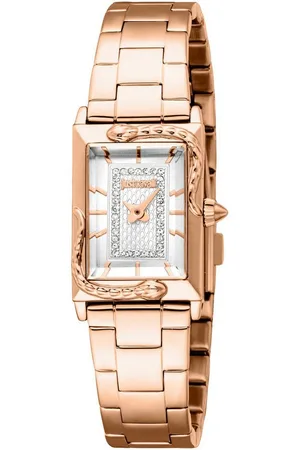 Roberto Cavalli Quarzuhr Snake JC1L364M0075, Armbanduhr, Damenuhr, Edelstahlarmband, analog, Kristallsteine