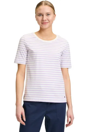 Betty & Co Kurzarmshirt Betty & Co Basic Shirt mit Ringel (1-tlg) Ringel