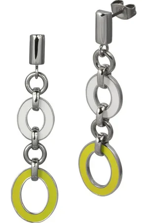 Amello Paar Ohrhänger Ohrringe Edelstahl Ohrhänger Oval (Ohrhänger), Damen Ohrhänger Oval Edelstahl stahlfarben, gelber, weißer Emaillelack - Verkäufer: Fit4Style Silberschmuck - IMPPAC