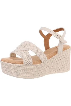 Ital-Design Komfortable Sandalen mit Absatz und stylischem Design Plateausandaletten (89092192) Keilabsatz/Wedge Keilsandaletten in Beige - Verkäufer:
