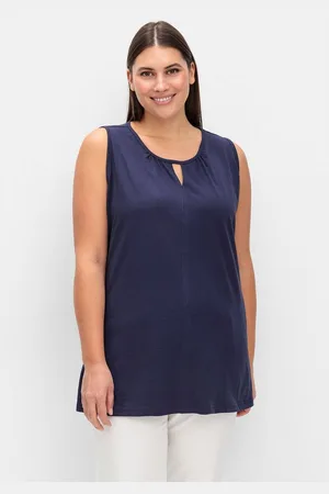 Sheego Tanktop Große Größen mit leichter Raffung und Cut-out am Ausschnitt