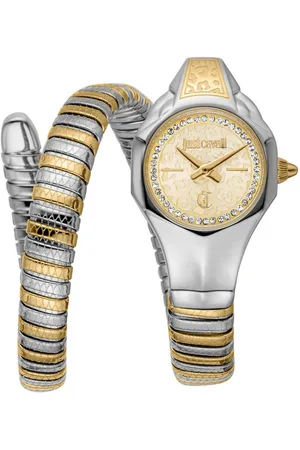Roberto Cavalli Quarzuhr Signature Snake JC1L354M0055, Armbanduhr, Damenuhr, Edelstahlarmband, analog, Kristallsteine