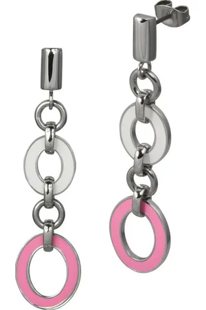 Amello Paar Ohrhänger Ohrringe Edelstahl Ohrhänger Oval (Ohrhänger), Damen Ohrhänger Oval Edelstahl stahlfarben, rosa, weißer Emaillelack - Verkäufer: Fit4Style Silberschmuck - IMPPAC