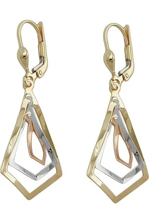 GALLAY Paar Ohrhänger Ohrhänger Ohrringe 40x16mm 3 Rhomben tricolor 9Kt GOLD (1-tlg) - Verkäufer: Cats Collection
