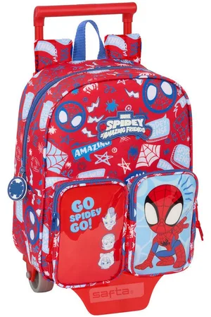 SPIDERMAN Rucksack Kinder Rucksack mit Rädern Spider-Man Rescue Blau Rot 22 x 27 x 10 cm - Verkäufer: woolloom