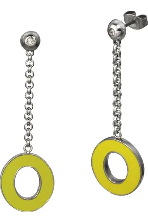 Amello Paar Ohrhänger Ohrringe Edelstahl Ohrhänger Oval (Ohrhänger), Damen Ohrhänger Oval Edelstahl stahlfarben, gelber, weißer Emaillelack - Verkäufer: Fit4Style Silberschmuck - IMPPAC