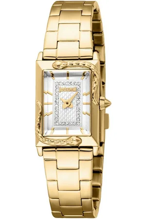 Roberto Cavalli Quarzuhr Snake JC1L364M0065, Armbanduhr, Damenuhr, Edelstahlarmband, analog, Kristallsteine
