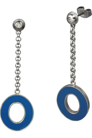 Amello Paar Ohrhänger Ohrringe Edelstahl Ohrhänger Oval (Ohrhänger), Damen Ohrhänger Oval Edelstahl stahlfarben, blau, weiß Emaillelack - Verkäufer: Fit4Style Silberschmuck - IMPPAC