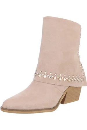 Ital-Design Bequeme Stiefel mit elegantem Design für jeden Anlass Westernstiefelette (89092205) Blockabsatz Stiefeletten in Beige - Verkäufer: