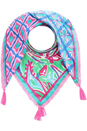 Zwillingsherz Modetuch, mit Allover-Print, Tasseln und kleiner Fransenkante