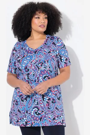 Ulla Popken Longshirt Longshirt gemustert A-Linie V-Ausschnitt Halbarm - Verkäufer: Popken Fashion Group