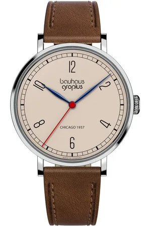 Walter Gropius Quarzuhr Made in Germany, Saphirglas, New Bauhaus Chicago 1937 - WGN 002-01, Designeruhr, Lederarmband mit Easy-Release System, Edelstahlgehäuse - Verkäufer: Gigandet