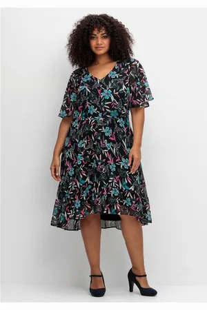 Joe Browns Chiffonkleid Große Größen mit Blumendruck und Flügelärmeln
