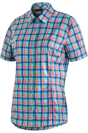 Maier Sports Funktionsbluse Philina Karierte Kurzarm-Bluse für Wandern, Reisen und Freizeit