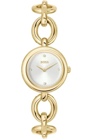 HUGO BOSS Quarzuhr LIVE 1502792, Armbanduhr, Damenuhr, Edelstahlarmband, analog, Glassteine