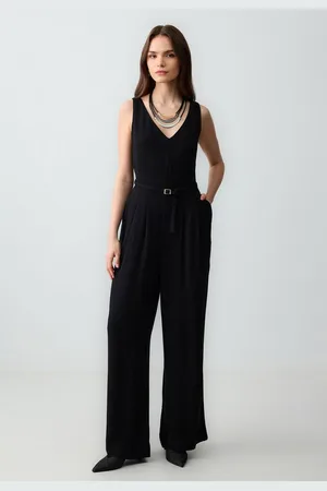 Jimmy Key Jumpsuit Gerade geschnittener ärmelloser Jumpsuit aus gewebtem Leinen mit Gürte - Verkäufer: