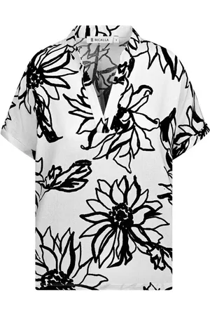 Bicalla Blusentop Blusen-Shirt mit Blüten-Print in /Schwarz - Verkäufer: SENSCOIN GmbH