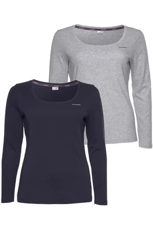 KangaROOS Langarmshirt (Packung, 2-tlg., 2er-Pack) Langarm, unifarben oder meliert, Rundhalsausschnitt