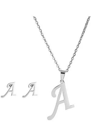 Bungsa Ohrstecker-Set Schmuckset Buchstaben Silber aus Edelstahl Damen (1-tlg), Geschenkset Damen - Verkäufer: