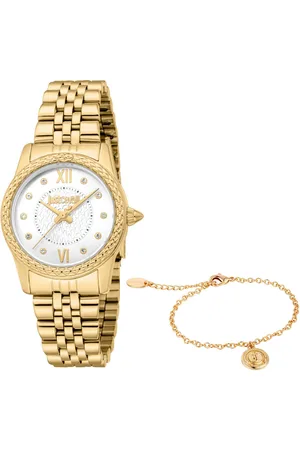 Roberto Cavalli Quarzuhr Animalier JC1L360M0055, (Set, 2-tlg., mit Schmuckarmband), Armbanduhr, Damenuhr, Edelstahlarmband, Ideal auch als Geschenk