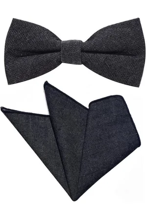DonDon Fliege vorgebunden Schleife und Einstecktuch Baumwolle (Packung, 2-St) bereits gebunden, Jeans-Look, 2er Set - Verkäufer: urban-styles