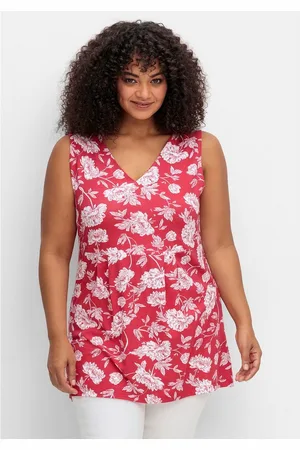 Joe Browns Longtop Große Größen mit Blumendruck und Spitze im Rücken