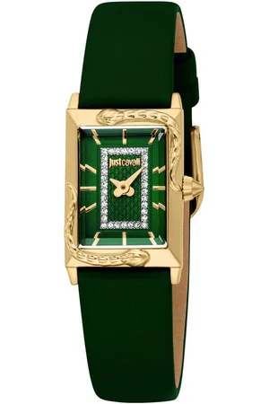 Roberto Cavalli Quarzuhr Snake JC1L364L0025, Armbanduhr, Damenuhr, Lederarmband, analog, Kristallsteine