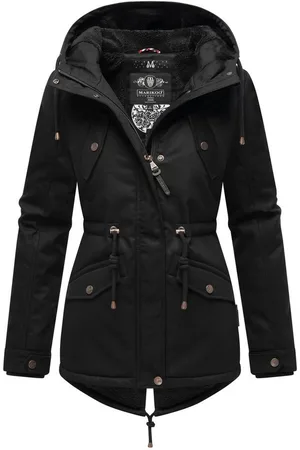 Marikoo Winterjacke Manolya stylischer Kurzmantel mit weichem Teddyfell-Futter