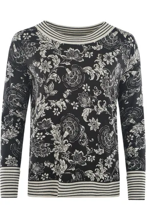 HAJO Rundhalspullover Damen Pullover mit zweifarbigem Alloverprint - Verkäufer: Mode